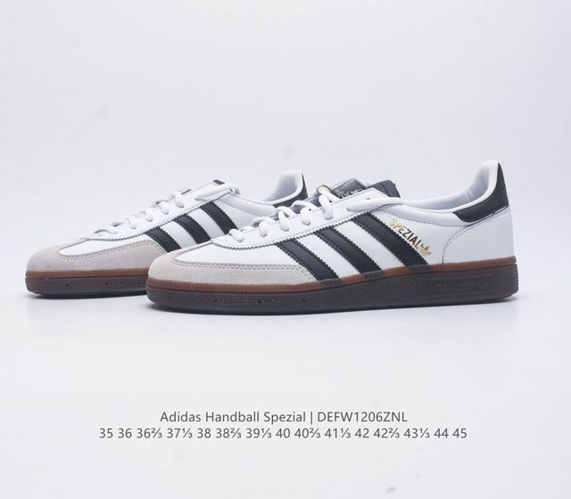 Adidas Handball Spezial Trifolium Academy Style Retro Casual Board Shoes, German Training Shoes, Rubber Bottom Soft Leather Classic Sports Shoes for Men and Women, Round Head Stitching and Splicing Design, Front Strap Tongue