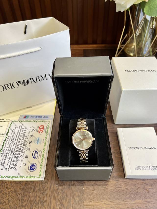 FFFH Image Full Package 25 ARMANI Two Needle Women's Watch, with Excellent Quality, Imported Movement Mineral Reinforced Glass, 1:1 Quality at the Counter, Explosive Quality, Essential for Fashionists, 30mm Dial, Ah: