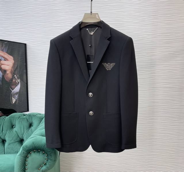 ARMAN * 24s new suit jacket hot selling boutique recommended foreign trade company order! Classic Eagle Black Diamond Set on Chest Simple and advanced! Whether it's business or leisure, it's the best choice! Imported original honeycomb fabric, with s