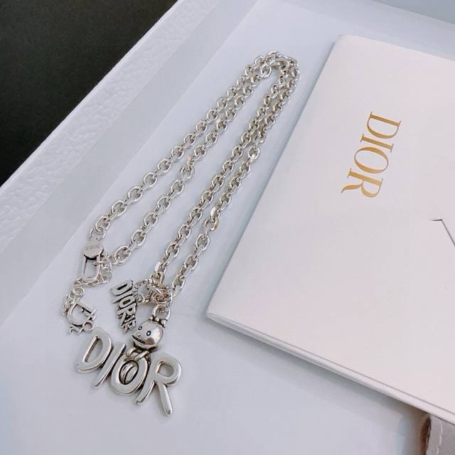 Dior new Dior necklace original single item counter new mold retro trend fashion must-have for both men and women to wear couple style same rock punk Thai silver style retro elements trend versatile official website same necklace latest chain grade h
