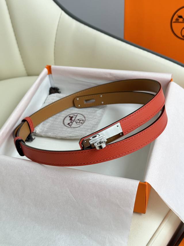 Hermes Women's Belt Full Set Packaging 1.8Mm Women's Kelly Top Original Single Factory Imported Leather Counter Hardware K Gold Platinum Rose Gold Length Adjustable Counter Same Classic Style: