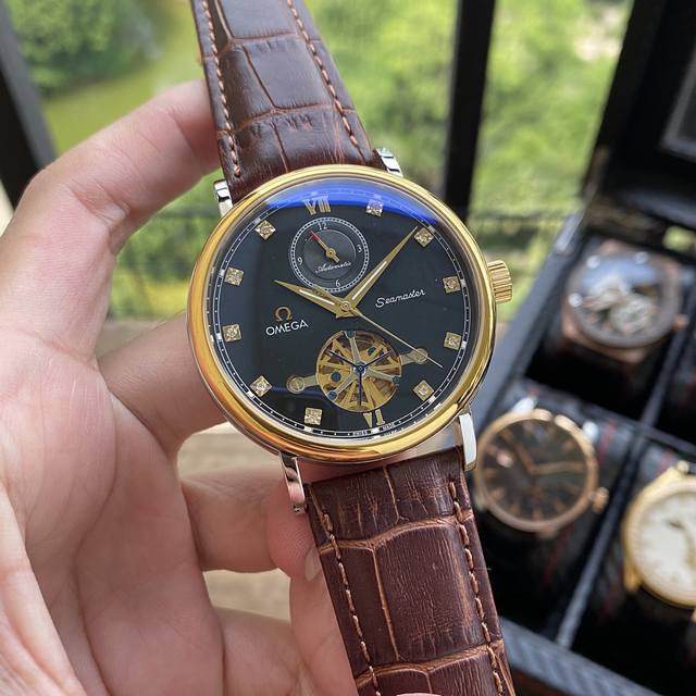Belt: Steel Belt: Large Flywheel New Model Latest: Omega Best Design Exclusive First Release Type: Boutique Men's Watch Strap: Genuine Leather Strap Movement: High end Fully Automatic Mechanical Movement Mirror: Mineral Reinforced Glass: