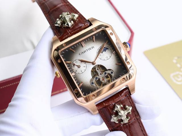 Cartier Cartier Square Men's Watch Top Edition 316L Stainless Steel Case, with imported calf leather strap, equipped with fully automatic imported mechanical movement, mineral scratch resistant mirror glass, size: diameter 44Mm, thickness 12Mm