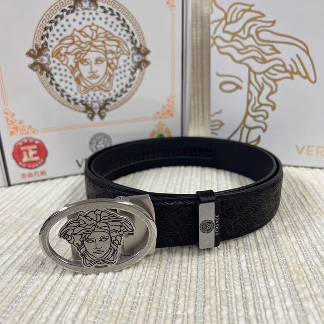 Product Name: Versace. Versace Automatic Belt Material: Original Leather Belt 100% Head Layer Leather Belt Guaranteed Genuine Leather, 24K Pure Steel Buckle, Counter Original Order Quality, Fine Craftsmanship, Fashionable Brand, Preferred Packaging f