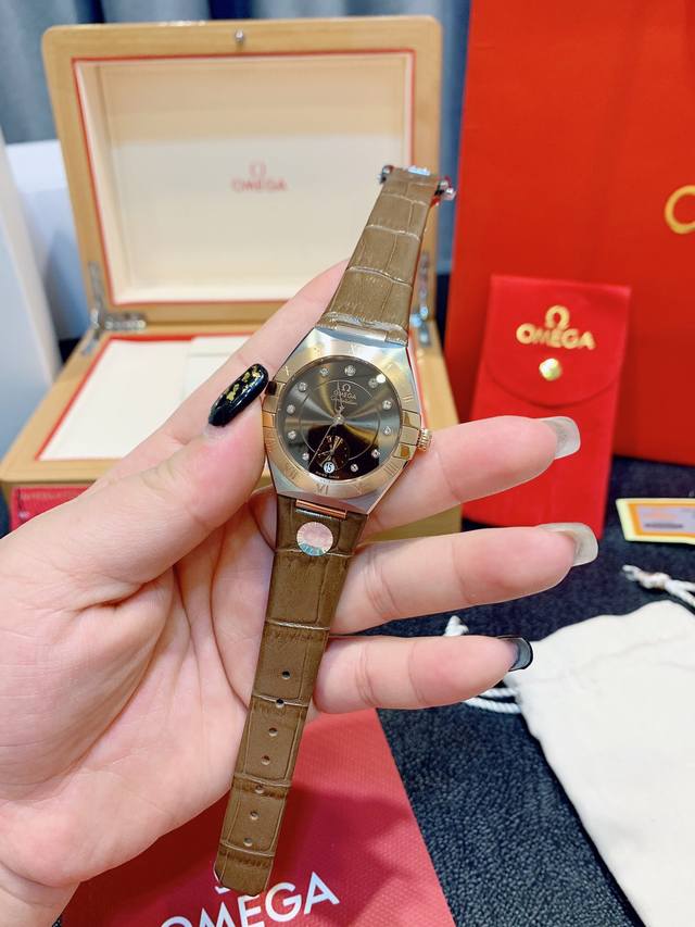 Approval of silver Mei Exclusive shot with diamond 50, identify quality and details Omega Constellation brand new women's watch, 5th generation Taiwan factory mechanical high version fully arrived, original one-to-one refined and super explosive star