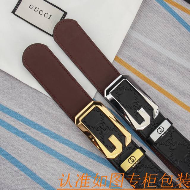 Belt and belt: Guqi original single cowhide belt men's belt: material 100% head layer cowhide belt to ensure genuine leather belt, counter original order quality, fine workmanship, fashionable brand, preferred packaging for personal use: Please ident
