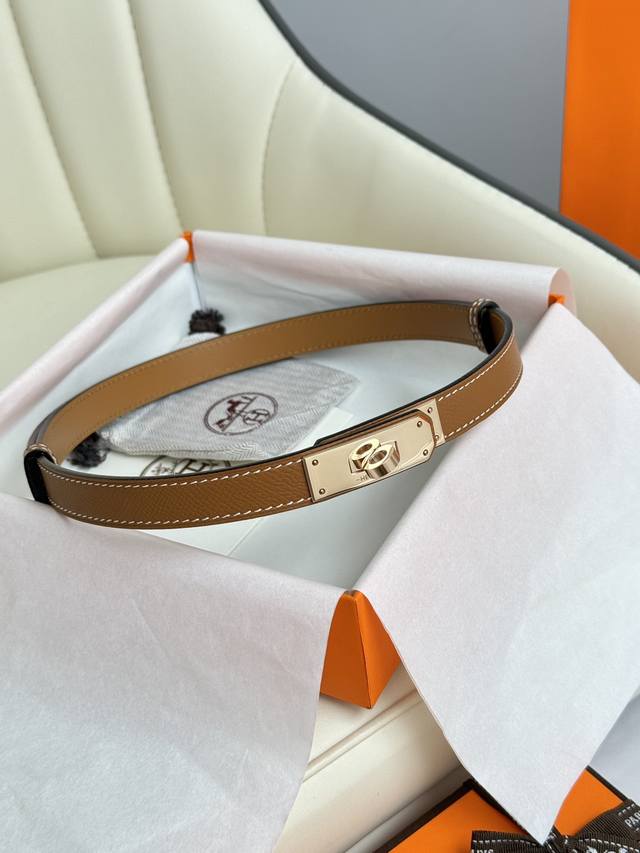 Hermes Women's Belt Full Set Packaging 1.8Mm Women's Kelly Top Original Single Factory Imported Leather Counter Hardware K Gold Platinum Rose Gold Length Adjustable Counter Same Classic Style: