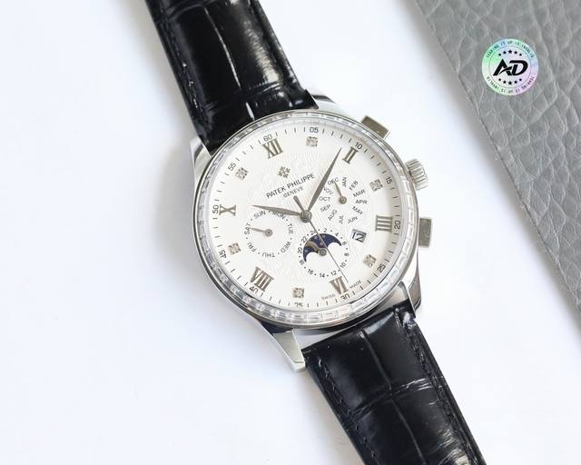 The highest quality white gold! My true personality! New Patek Philippe intricately carved functional timepieces and sincere cooperation with PPF factory! A masterpiece! Actual photo Patek Philippe paired with imported 9100 multifunctional movement 0