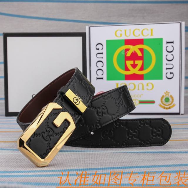 Belt and belt: Guqi original single cowhide belt men's belt: material 100% head layer cowhide belt to ensure genuine leather belt, counter original order quality, fine workmanship, fashionable brand, preferred packaging for personal use: Please ident