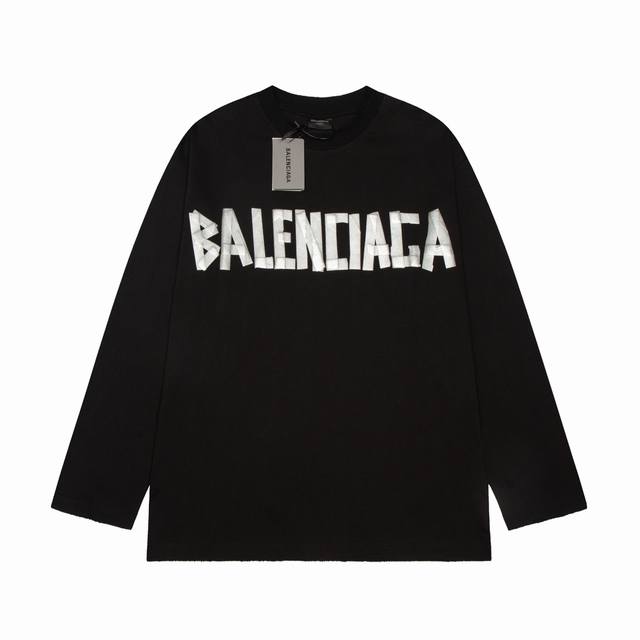 High quality Balenciaga sandblasted tape long sleeved T-shirt with exquisite details that cannot be picky, exuding a sense of grade and luxury recognition! The three standard complete version belongs to the casual loose shoulder cutting style. Size