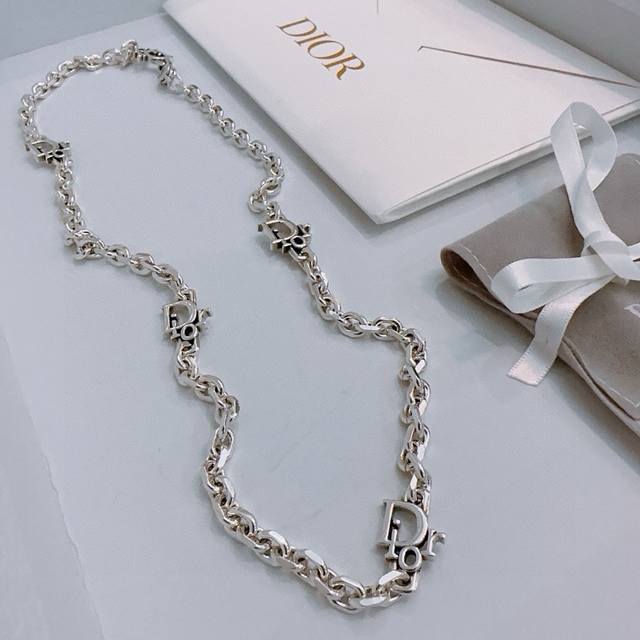 Dior new Dior necklace original single item counter new mold retro trend fashion must-have for both men and women to wear couple style same rock punk Thai silver style retro elements trend versatile official website same necklace latest chain grade h
