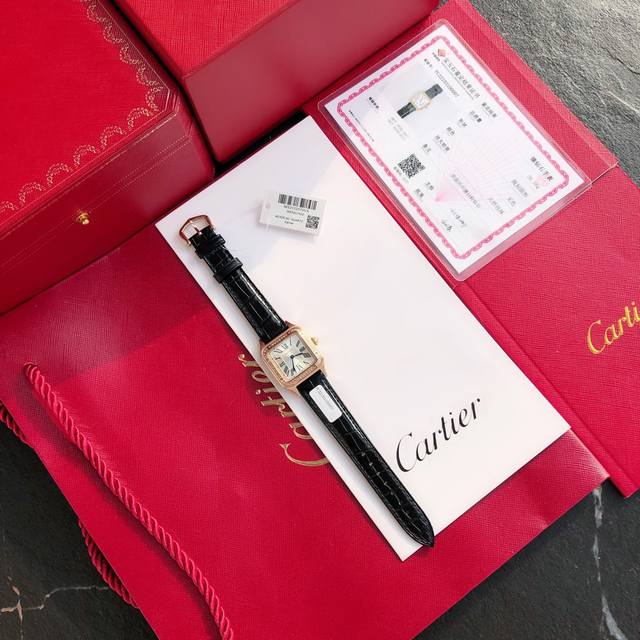 Cartier Sandus ultra-thin Dumont series full circle diamond wristwatch. Model WJSA0017. Size 27.538Mm. Real diamond inlay, gold-plated case, made entirely of 904L stainless steel. Package in 18K rose gold. Dial inlay 4