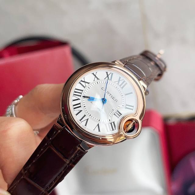 White steel 20 diamond ring 40 Ballonbleed Cartier Blue Balloon 33Mm watch, stable Tianjin mechanical movement, sun refracted pattern craftsmanship surface, 316L stainless steel case bracelet, three-dimensional cutting