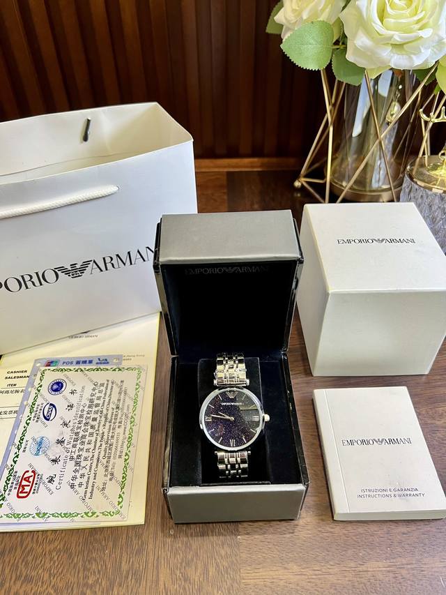 FFFH Picture Same Packaging 25 Armani Starry Sky Arrives Armani Case: 316L Stainless Steel Mirror: Reinforced Mineral Glass Strap: 316L Stainless Steel Buckle: Double Button Buckle Size: 40mm Wrapping: