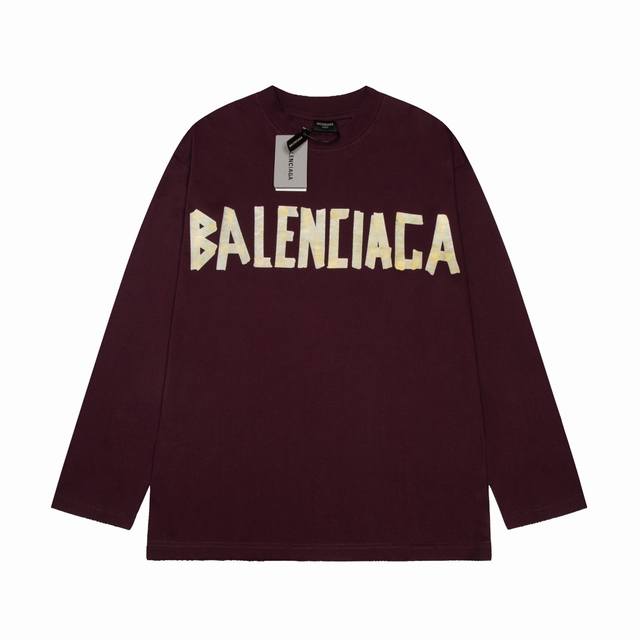 High quality Balenciaga sandblasted tape long sleeved T-shirt with exquisite details that cannot be picky, exuding a sense of grade and luxury recognition! The three standard complete version belongs to the casual loose shoulder cutting style. Size