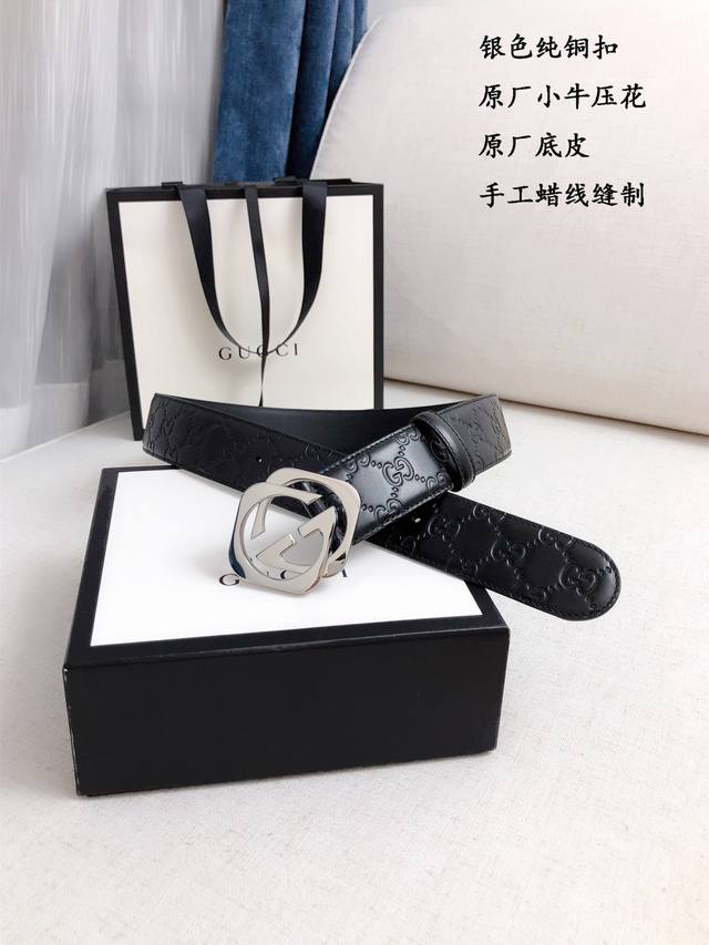 Complete gift box packaging for delivery counters Gucci Classic Reproduction, Original Quality, 4.0cm Body Made of Italian Imported Custom Original Head Leather, Pure Copper Original Custom Hardware Buckle, Available on Both Sides, High end and Elega