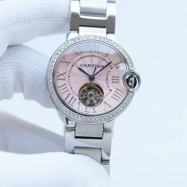 White shell gold single diamond 20 double row diamond 40 steel strip and 40 three in one Taiwan factory produces a 30 meter deep waterproof Cartier Cartier Cartier Cartier Cartier women's blue balloon flywheel series fisheye sapphire mirror tourbillo