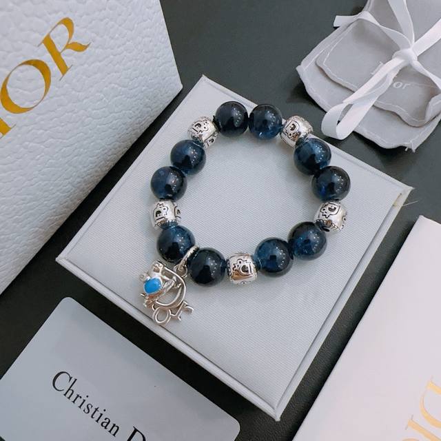 Counter Precision Edition Dior Multi Element Agate Thai Silver Style Bracelet Quan Zhilong Celebrity Same Style Retro Vintage Vintage Style Original Reproduction Pure Handmade~Authentic Mold Opening Trendy Essential for Both Men and Women to Wear Cou