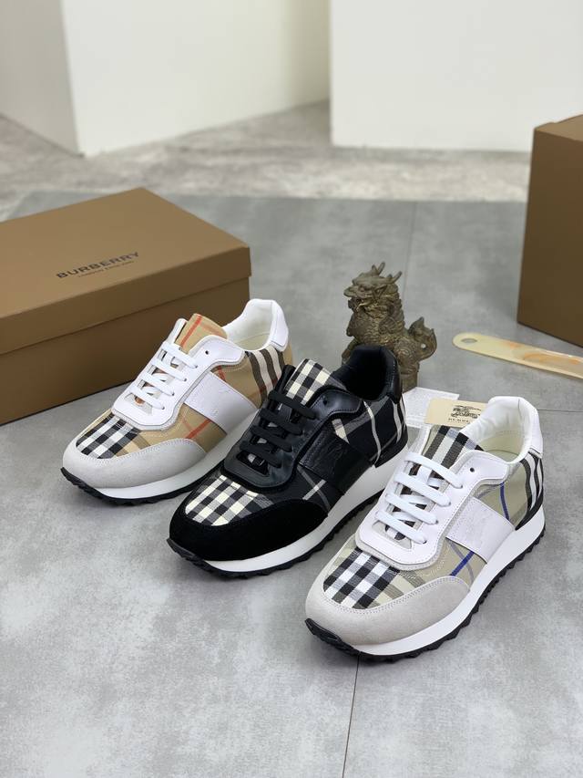 Factory price actual price Knight Burberry sports men's shoes new casual low top men's shoes, new autumn and winter season design, perfect workmanship, lazy foot style to create cabinet quality, shoe upper: fashionable and exquisite Burberry floral f