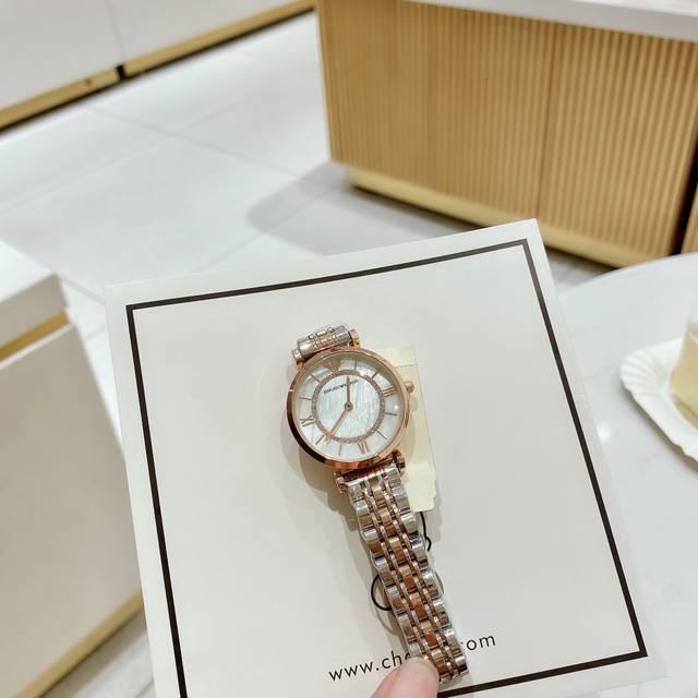 Armani Model: Ar1909 Case: 316L Stainless Steel Mirror: Reinforced Mineral Glass Strap: 316L Diameter Size: 32mm * Brilliant and Exquisite dial with perfect fusion of rhinestones and mother of pearl shimmering on the wrist: