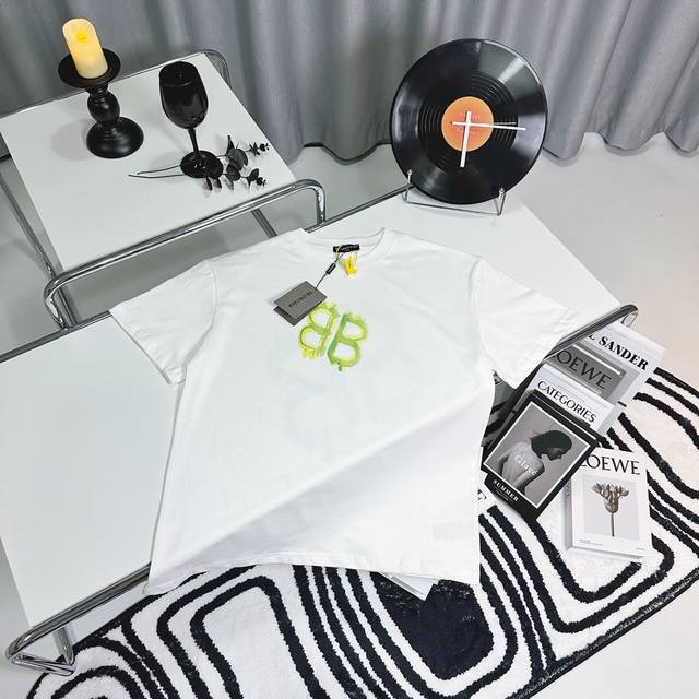 High end Quality Balenciaga 2024 Fall Spring/Summer Collection Double B Graffiti Short sleeved T-shirt Different from Regular Printed 240G Double Yarn Pure Cotton Fabric OS Version Full Set of Accessories Same for Men and Women Size