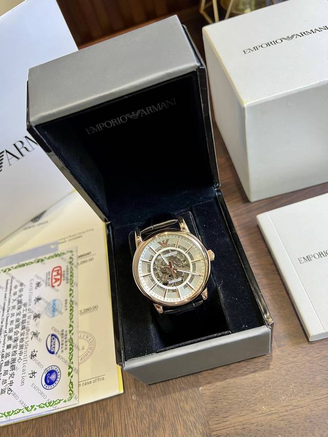 FFFH picture with packaging 25 original version, original movement button, what you have been looking for, finally in stock, highly recommended ♀♀ Armani Mechanical Belt Men's Watch Arrives Armani Case: 316L Stainless Steel Mirror: Reinforced Mineral