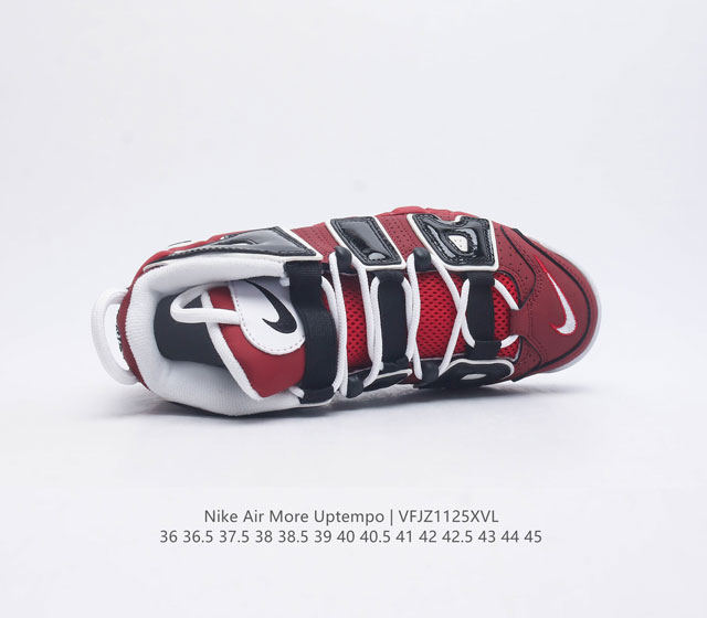 Nike Air More Uptempo 96 leather full palm air cushioned men's and women's sports shoes, thick sole height increasing cushioning running shoes, continue the rapid development of basketball in the 1980s and 1990s