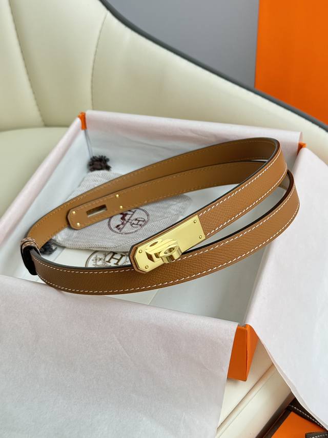 Hermes Women's Belt Full Set Packaging 1.8Mm Women's Kelly Top Original Single Factory Imported Leather Counter Hardware K Gold Platinum Rose Gold Length Adjustable Counter Same Classic Style: