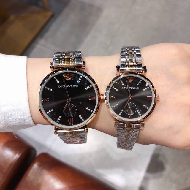 Popular and high-volume Armani couple watch, imported high-quality quartz movement with original butterfly clasp, 32mm for women and 40mm for men