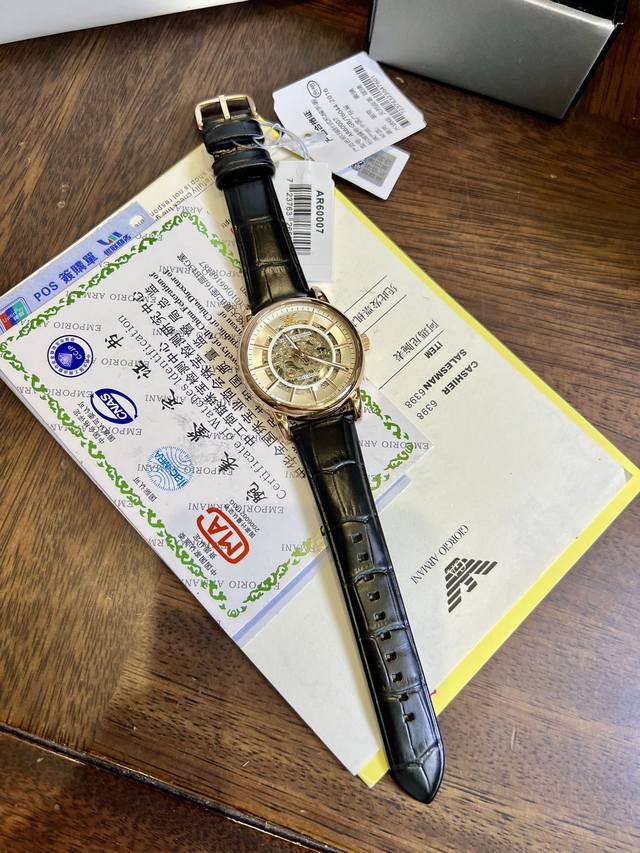 FFFH picture with packaging 25 original version, original movement button, what you have been looking for, finally in stock, highly recommended ♀♀ Armani Mechanical Belt Men's Watch Arrives Armani Case: 316L Stainless Steel Mirror: Reinforced Mineral