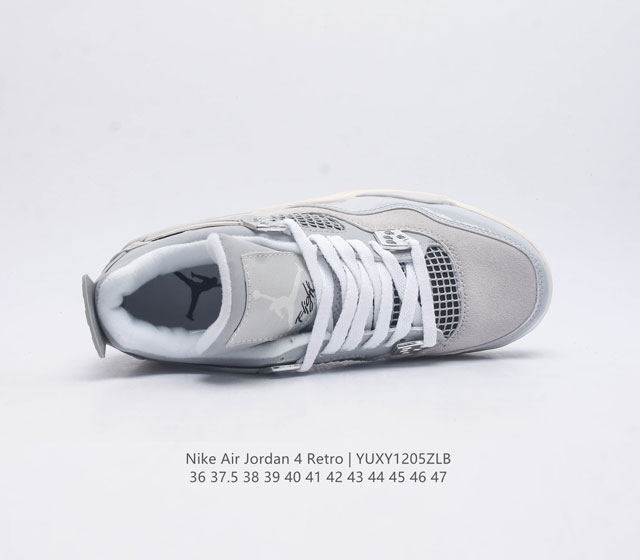 The Nike Air Jordan 4 Aj4 generation retro casual sports culture basketball shoe adheres to the design concept of lightweight speed basketball shoes to reduce weight while improving comfort. The midsole continues the previous work