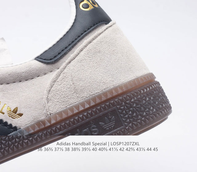 Adidas Handball Spezial Trifolium Academy Style Retro Casual Board Shoes, German Training Shoes, Rubber Bottom Soft Leather Classic Sports Shoes for Men and Women, Round Head Stitching and Splicing Design, Front Strap Tongue