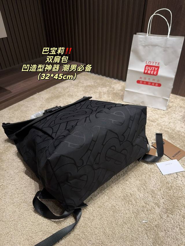 Size 32.45 Burberry Backpack Burberry Burberry Latest Exclusive Logo Recycled Polyester Fiber Thai Cool~Concave Photo Type Artifact Trendy Men's Essential Temperament Up Up!!!: