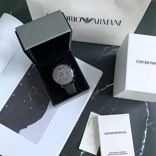 In stock Emporio Armani men's watch casual simple belt trendy quartz watch ar11168 original imported movement dial 44Mm men's temperament atmospheric grade three eye precision data dial more fashionable high-end mineral: