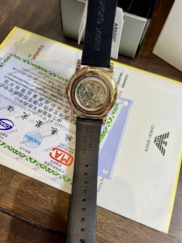 FFFH picture with packaging 25 original version, original movement button, what you have been looking for, finally in stock, highly recommended ♀♀ Armani Mechanical Belt Men's Watch Arrives Armani Case: 316L Stainless Steel Mirror: Reinforced Mineral