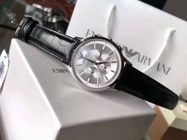 Original brand Armani model: Ar2458 white face ar2448 blue face Ar2434 black face imported quartz movement 'mineral reinforced glass mirror' stainless steel strap invisible double lock 'three eye timing date window: