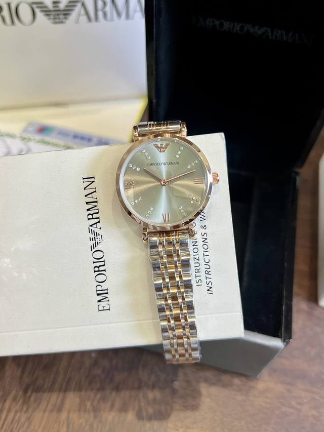 FFFH Image Full Package 25 ARMANI Two Needle Women's Watch, with Excellent Quality, Imported Movement Mineral Reinforced Glass, 1:1 Quality at the Counter, Explosive Quality, Essential for Fashionists, 30mm Dial, Ah: