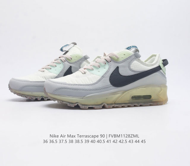 Nike Air Max Terrascape 90 retro casual sports shoes with thick sole and increased air cushion cushioning for men and women's running shoes. Innovative outsole design creates outstanding styling. Translucent Nike Grind rubber