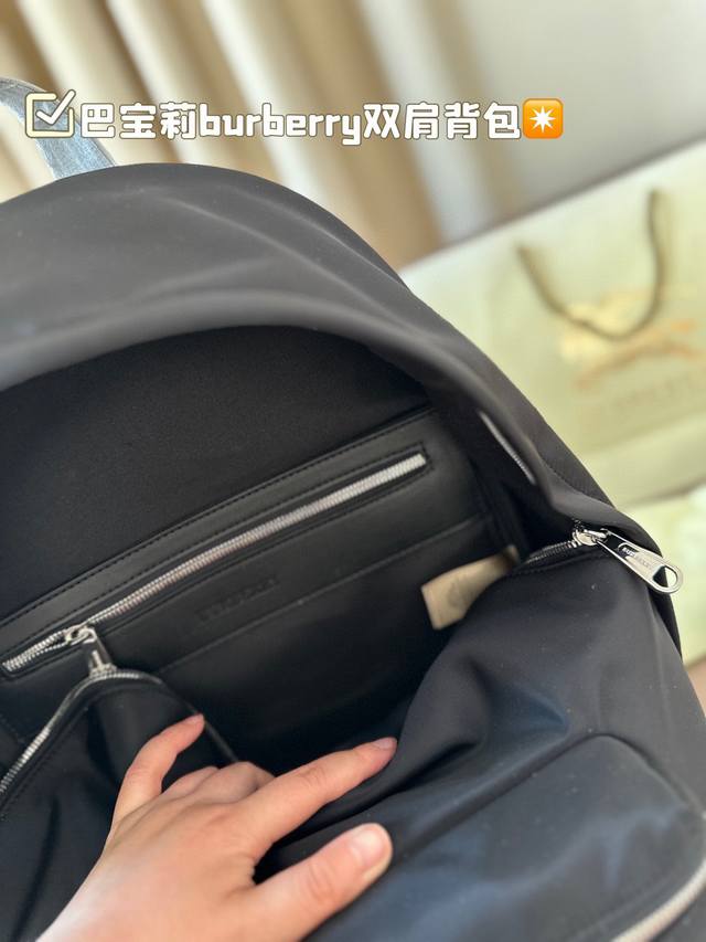 Burberry backpack with fashionable and casual style fabric, high-density waterproof and easy to maintain in rain. Size 30.43: