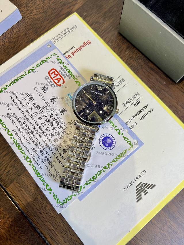 FFFH Picture Same Packaging 25 Armani Starry Sky Arrives Armani Case: 316L Stainless Steel Mirror: Reinforced Mineral Glass Strap: 316L Stainless Steel Buckle: Double Button Buckle Size: 40mm Wrapping: