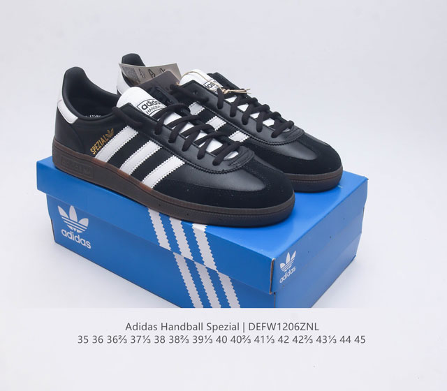 Adidas Handball Spezial Trifolium Academy Style Retro Casual Board Shoes, German Training Shoes, Rubber Bottom Soft Leather Classic Sports Shoes for Men and Women, Round Head Stitching and Splicing Design, Front Strap Tongue