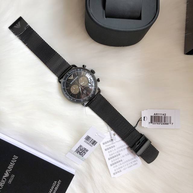 Original Armani Official Website Model: AR11142 Case: 316L Stainless Steel Mirror: Reinforced Mineral Glass Strap: 316L Stainless Steel Mesh Strap Buckle: Needle Buckle Size: 43mm * 11mm: