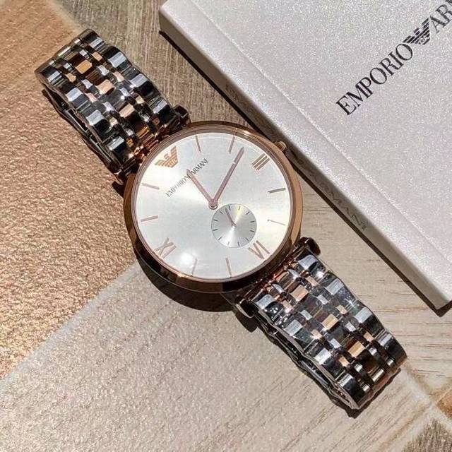 Armani Quartz Men's Watch, Ar1677316L Stainless Steel Strap, Unique Two and a Half Needle Design, Diameter~40mm, Double Press Butterfly Buckle, Essential for Successful Men