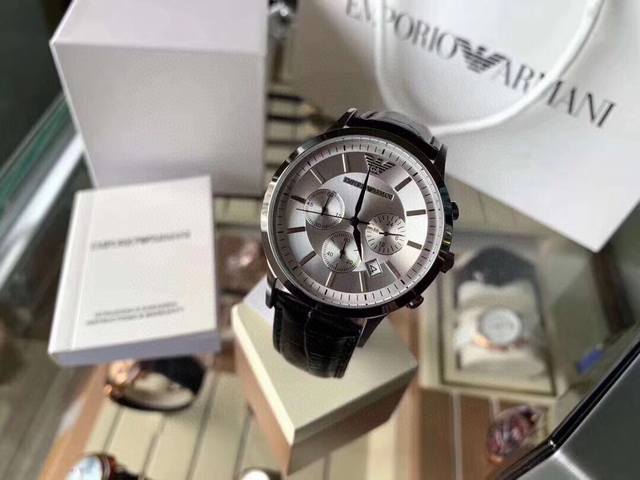 Original brand Armani model: Ar2458 white face ar2448 blue face Ar2434 black face imported quartz movement 'mineral reinforced glass mirror' stainless steel strap invisible double lock 'three eye timing date window: