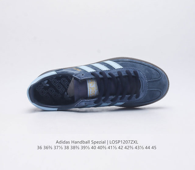 Adidas Handball Spezial Trifolium Academy Style Retro Casual Board Shoes, German Training Shoes, Rubber Bottom Soft Leather Classic Sports Shoes for Men and Women, Round Head Stitching and Splicing Design, Front Strap Tongue