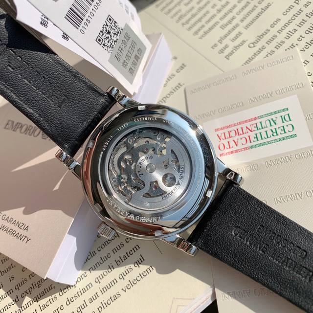 Armani special channel goods! The highest version on the market! Armani Mechanical Men's Watch. Front and rear hollow design. The dial size is 43mm. Equipped with an imported fully automatic mechanical movement. Support any comparison! Please identif