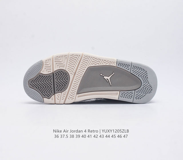 The Nike Air Jordan 4 Aj4 generation retro casual sports culture basketball shoe adheres to the design concept of lightweight speed basketball shoes to reduce weight while improving comfort. The midsole continues the previous work