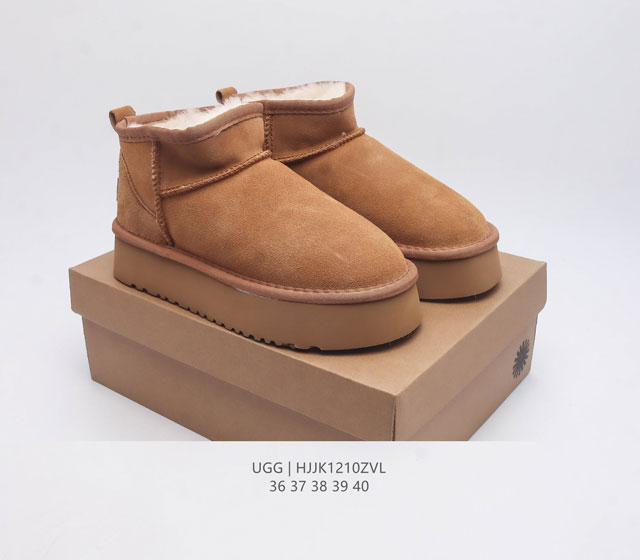 Ugg 6109 Zhou Dongyu mini boots, autumn and winter sheep fur integrated winter new warm snow boots, thick soled height increasing women's shoes, all shoes adopt ZP same factory Longfeng A-level Australian imported sheep fur integrated brand OEM produ