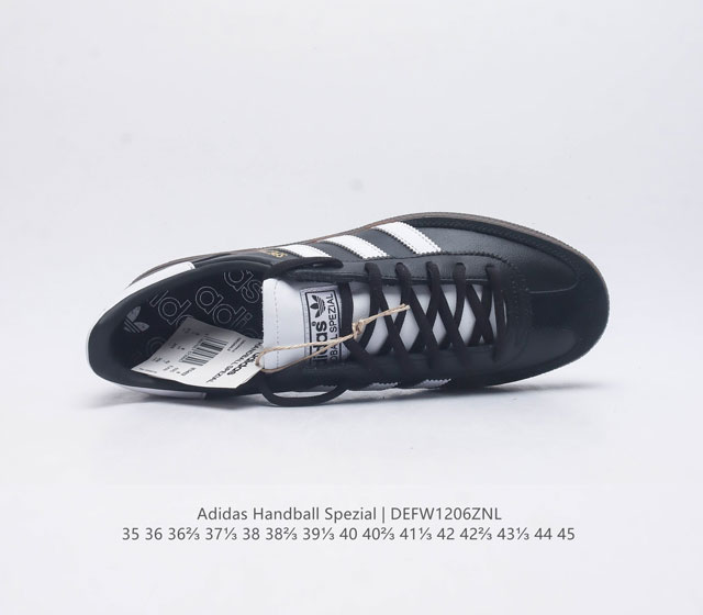 Adidas Handball Spezial Trifolium Academy Style Retro Casual Board Shoes, German Training Shoes, Rubber Bottom Soft Leather Classic Sports Shoes for Men and Women, Round Head Stitching and Splicing Design, Front Strap Tongue