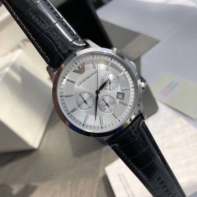 Original brand Armani model: Ar2458 white face ar2448 blue face Ar2434 black face imported quartz movement 'mineral reinforced glass mirror' stainless steel strap invisible double lock 'three eye timing date window: